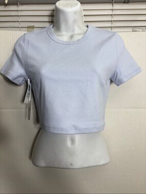 Aritzia Sunday Best Little Ribbed Cropped Top — Pale Blue 0437
